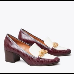 Tory Burch JESSA MID HEEL PUMP 55mm 2" Burgundy Size 8.5